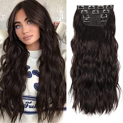 Image de Extension Cheveux Naturel de 66cm,Ponytail Ondulée, Postiche Queue Cheval avec Cordon, Synthetic (Couleur:Blonde Black)