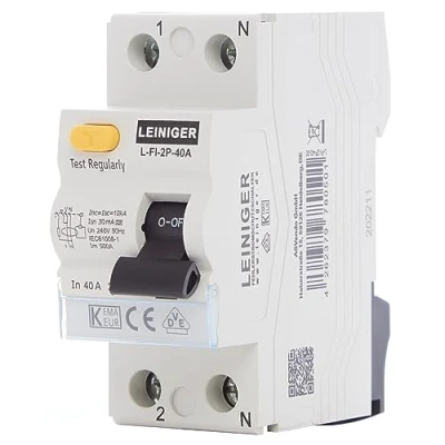 Image de LEINIGER/Disjoncteur différentiel / Interrupteur FI/RCD 2 pôles 4 25A 40A 63A 30mA Type A/VDE certifié (2 63A)