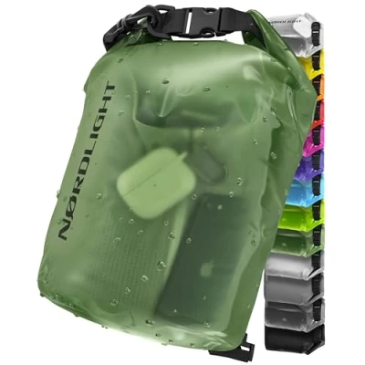 Image de Sac Étanche 10L Dry Bag (Vert Foncé) Imperméable avec Fermeture Roll Top Et Bandoulière Natation, Plage, Canoë, Stand Up Paddle, Plongée