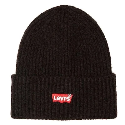 Image de Levi&#039;s Mixte ESSENTIAL RIBBED BATWING BEANIE, Regular Black, Taille unique EU