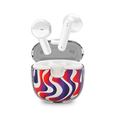 Image de Music Sound Drip Ecouteurs à Capsule Bluetooth Boîtier Transparent avec Design Motifs la Mode 19 Heures d&#039;autonomie Fantaisie Ondes