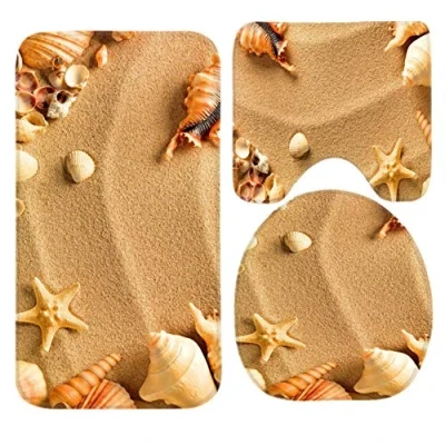 Image de RedBeans Ensemble de toilette 3 pièces avec tapis antidérapant pour abattant WC et bain