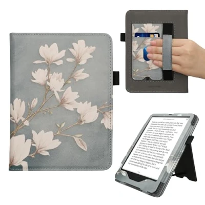 Image de kwmobile Étui pour liseuse électronique Compatible avec Amazon Kindle Paperwhite (12. Gen 2024) / Colorsoft Housse Protection Taupe Blanc Bleu Gris