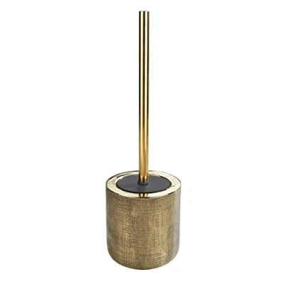 Image de WENKO Ensemble WC Rivara, porte brosse de qualité supérieure en céramique noble, dessins réalisés à la main, y incluse WC, Ø 11,5 x 12,7 cm, or