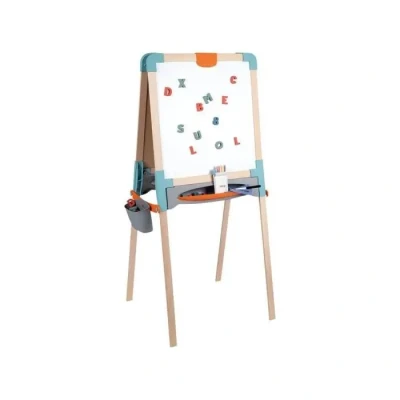 Image de Smoby Tableau Bois Double Face Blanche Magnétique + Ardoise Craie Pliable 80 Accessoires Inclus pour Enfant Dès 3 Ans 410401