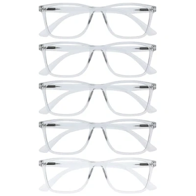 Image de OPULIZE NYX Blue Light Blocking Reading Glasses Anti Glare Computer and Gaming Eyewear 5 Pack UV Eyestrain Protection Rectangular Frame Clear Men Women + 3.00