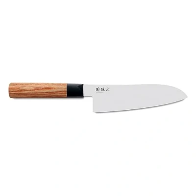Image de KAI Seki Magoroku Couteau Santoku en bois de séquoia 17,0 cm acier inoxydable au carbone 1K6 avec 57 (±1) HRC lame polie brillante pakka fabriqué à la main Japon