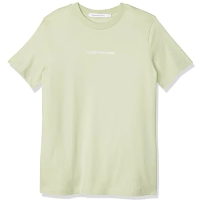 Image de Calvin Klein INSTITUTIONAL Straight Tee J20J221065 Hauts en Tricot à Manches Courtes, Vert (Celadon Green), XS Femme
