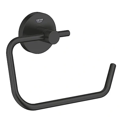 Image de GROHE QuickFix Start, Dérouleur de Papier Toilette Mural sans Couvercle, Fixations Cachées, Vis et Chevilles inclus, Taille 44 x 119 mm, Métal, Noir Mat, 412002430