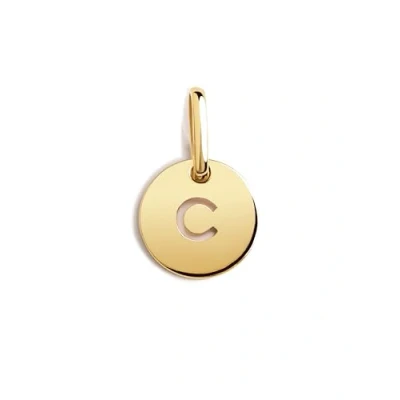 Image de SINGULARU Mini Medallion Letter or Pendentif Initiale en argent Sterling 925 avec finition plaqué 18 K Lettres A Z Charm Combinable Collier Bijoux pour Femme Lettre C
