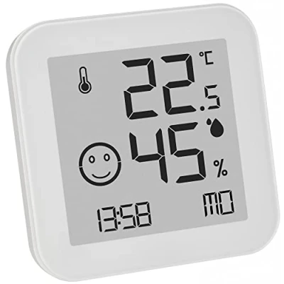 Image de TFA Dostmann Thermo hygromètre numérique Black &amp; White, 30.5054.02, écran E Ink, température, humidité intérieure, valeurs Max Min, heure et date, blanc