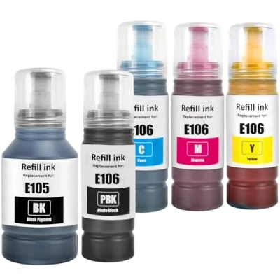 Image de LAIPENG 105 106 Encre Compatible avec Epson pour ET 7700 7750 L7160 L7180 Imprimante 5 Couleurs Multipack (Noir/Photo Noir/Cyan/Magenta/Jaune)