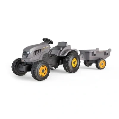 Image de Smoby Tracteur Stronger XXL + Remorque Grand à Pédales Enfant Siège Ajustable Volant avec Klaxon 710202