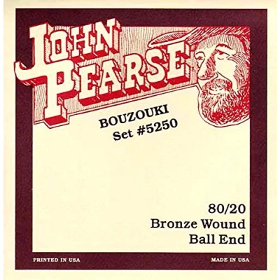 Image de John Pearse Strings® 5250 Jeu de Cordes pour Irish Bouzouki 80/20 Bronze Wound Ball End 8 Simples Light Gauge Customs 10 40