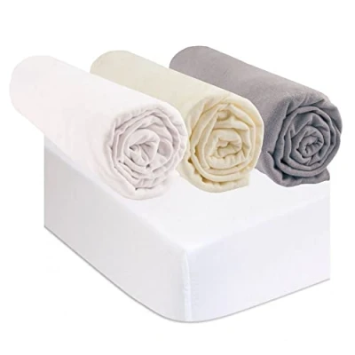 Image de Kit de 3 Draps Housse 40x80 cm Berceau Couffin Nacelle + 2 Protèges Matelas Taille 100% Coton Bio Multi Ultra Doux, Respirant Sommeil sain Certifié Oeko Tex Fabriqué en Europe