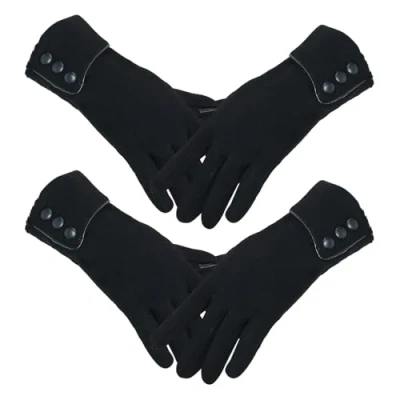 Image de XNIVUIS 2 Gants D&#039;hiver Chauds pour Femme, Ecrans Tactiles Gants, épais Doublés Coupe vent de Téléphone D&#039;écran Tactile, Elastique, Homme et Femme Texting Smartphone Conduite (Noir)