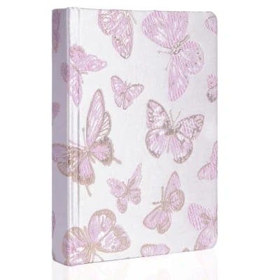 Image de TIEFOSSI Journal en tissu brodé A5 pour femmes et hommes, journaux à lignes collégiales l&#039;écriture, cahiers couverture rigide papillon le travail, les affaires, la maison, l&#039;école