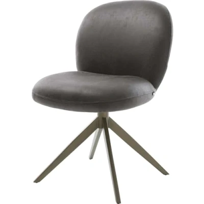 Image de Chaise pivotante Nube Flex microvelours anthracite vintage pied croisé large aspect titane pivotement sur 360 fonction bascule ressorts ensachés