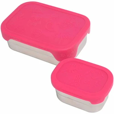 Image de Affenzahn Set de boîtes à sandwich en acier inoxydable avec couvercle silicone sans BPA Passe au lave vaisselle Motif chouette
