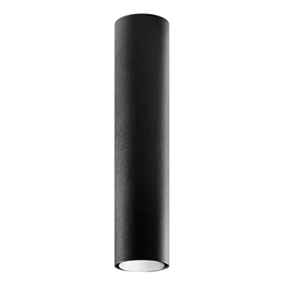 Image de SOLLUX lighting Lagos 40 Plafonnier Design Moderne avec Abat jour Cylindrique, Style Industriel Ampoule GU10 Remplaçable, 1 x W Acier Peint par Poudrage, Noir, 6 cm