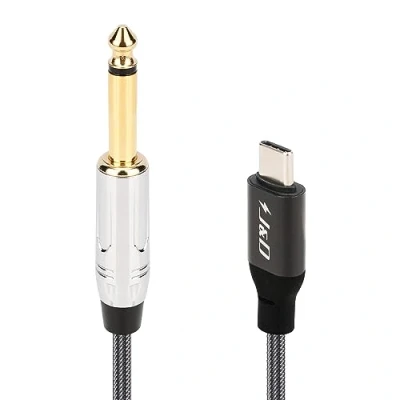 Image de J&amp;D USB Type C à 6,35 mm 1/4 &quot;ts Guitare Câble Audio Microphone pour Enregistrement, Basse, Piano Électronique, Compatible avec iPhone 15/15 plus/15 Pro/15 pro Max, iPad, IMAC, 2 m