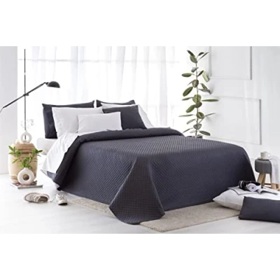 Image de Todocama Couvre lit Fin avec Motif piqué pour Printemps, été, Automne, Hiver 100% Microfibre Extra Douce Housse de Couette Multifonction 80/90 cm 180 x 260 Gris foncé