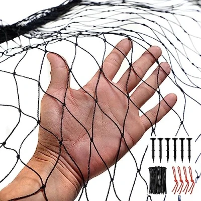 Image de Filet Anti Oiseaux,Filet,Filet Voliere,Filet pour Oiseaux (7.5m x 15m), de 25mm, tissé Extra Fort, Oiseaux, Arbres fruitiers, Chats, réutilisable, Noir