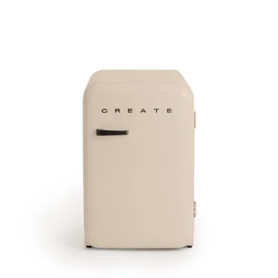 Image de CREATE / RÉTRO FRIGO 83.5 ARGENT/Réfrigérateur sable avec poignée noir 98W, basse consommation, 2 étagères, régulateur de température, porte bouteilles, 56x54x84cm.