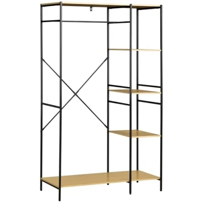 Image de HOMCOM Penderie Portant à vêtements Style Industriel en métal avec tringle et 4 étagères dim. 100L x 46L 170,5H cm