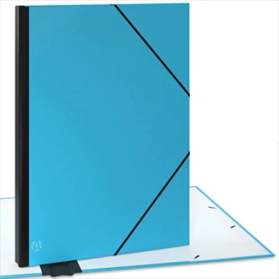 Image de ACROPAQ Carton à dessin A2 52 x 72 cm, XXL Grand, Avec fermeture élastique, Dos extensible pour plus d&#039;espace Turquoise