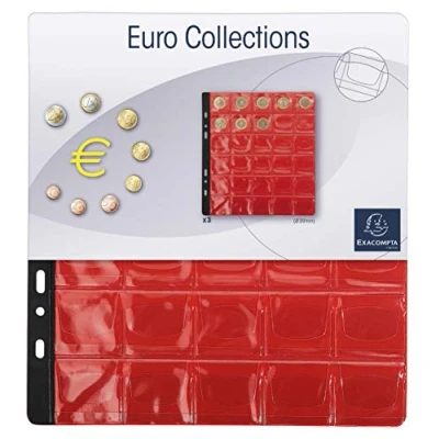 Image de Exacompta Réf. 96003E 1 sachet de 3 recharges Numismatiques 30 cases cristal Pour 90 pièces monnaie jusqu&#039;à 30mm diamètre classeur format 24,5 x 25 cm