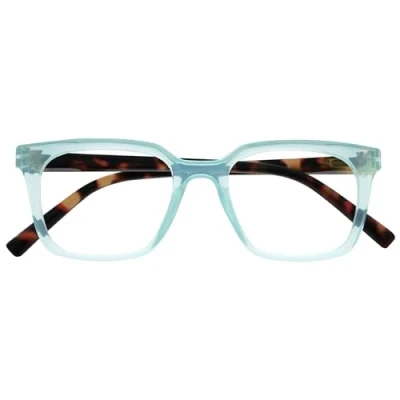 Image de OPULIZE KOI Lunettes de Lecture Large Monture Rectangulaire Élégante Coloris Turquoise Hommes Femmes Charnières à Ressorts R50 Q +1.00