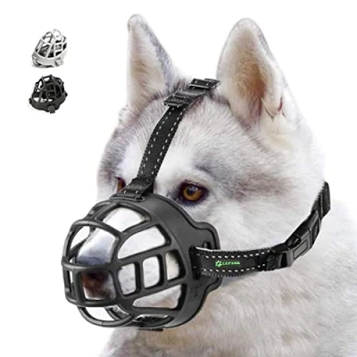 Image de ILEPARK Muselière Panier pour Chiens, Prévient L&#039;aboiement, Mâche, Réglable Petits, Moyens Et Grands Chiens. (Taille 5,Noir)