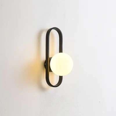 Image de KEFA applique murale moderne sans fil à piles avec abat jour globe blanc et ampoule intensité variable, non câblée pour chambre, salon, salle de bain, hall