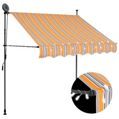 Image de vidaXL Auvent manuel rétractable avec LED 150 cm Jaune et bleu
