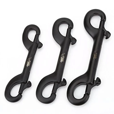 Image de Mousqueton Double attache,ganchos buceo, Extrémité Boulon Snaps, Crochet de Clip Plongée Snap en Acier Inoxydable Noir à Pince pour la Plon