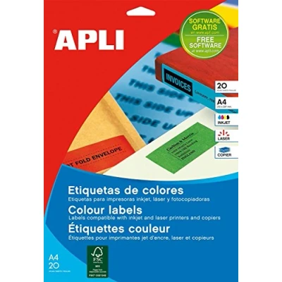 Image de Apli 001595 Lot de 320 Etiquettes couleur permanent 105 mm x 37 Jaune
