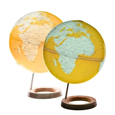 Image de Exerz Globe lumineux diamètre 33cm avec socle en bois Carte anglais
