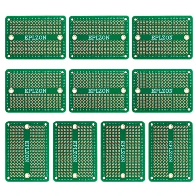 Image de EPLZON MINI PCB Board Carte de prototypage Breadboard soudable Protoboard Circuit Imprimé Double Faces pour les projets bricolage électronique compatibles avec(10 pièces,Vert)