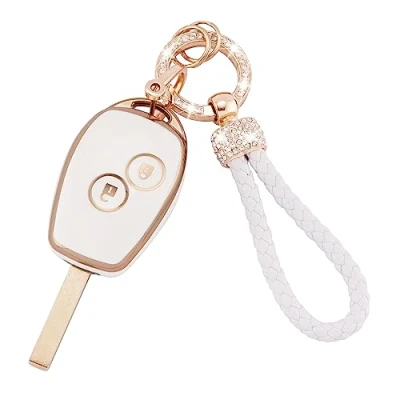 Image de Koaudb Housse de Protection pour clé Voiture Clio Kangoo Megane Laguna Modus Dacia Twingo 2 Boutons Smart Key Fob Case Soft TPU Protector avec Porte clés (Rnl 2R)