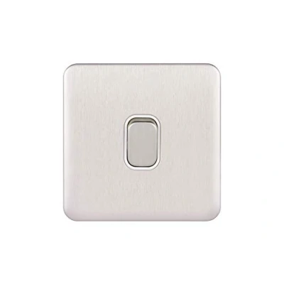 Image de Schneider Electric GGBL2010WSSS Lisse DP Lot de 10 interrupteurs commande 1 voie 20 AX Inox Intérieur Blanc