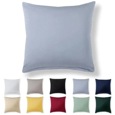 Image de Alreya Taie Oreiller 80x80 Coton Bleu Clair 100% Jersey Coton, Housse de Coussin cm, Taies d&#039;oreiller en avec Fermeture éclair 80 x cm