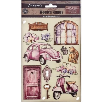 Image de Stamperia Lavender Forme en Bois coloré, Multicolore, Assorted