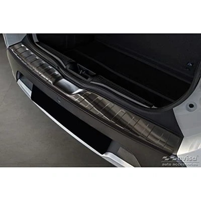 Image de Avisa Protection de seuil arrière INOX Noir Compatible avec Dacia Spring 2020 &#039;Ribs&#039;