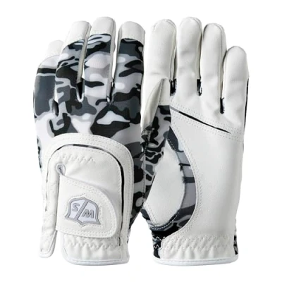 Image de Wilson Staff Gant de golf, Fit All JR Glove, Taille Unique, Pour Jeunes, Main Gauche, Blanc/Noir, Microfibres Synthétiques, WGJA00913