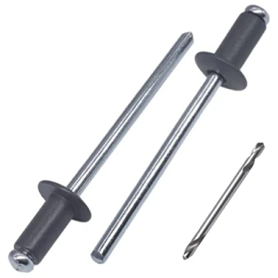 Image de SKIR&#039;CO Lot de 100 rivets aveugles peints 3,2 x 8 mm en aluminium avec foret inclus (gris anthracite RAL 7016)
