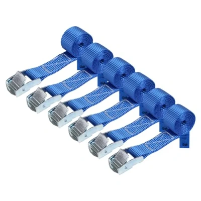 Image de Sangle à griffe d&#039;arrimage de fixation bleu 1m 2,5m 4m 6m charge maximale 250 kg DIN EN 12195 2, 6 pièces 2.5 cm x 1 m