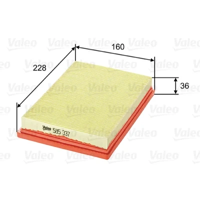 Image de VALEO 585337 Filtre à air 36 160 228 Cartouche filtrante TOYOTA: Corolla VIII Liftback, Compact, Break
