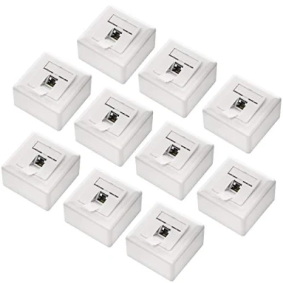 Image de deleyCON 10x CAT6a Universel Prise Réseau 1x Port RJ45 Blindé Surface ou Affleurant 10 Gigabit Ethernet EIA/TIA 568B Blanc