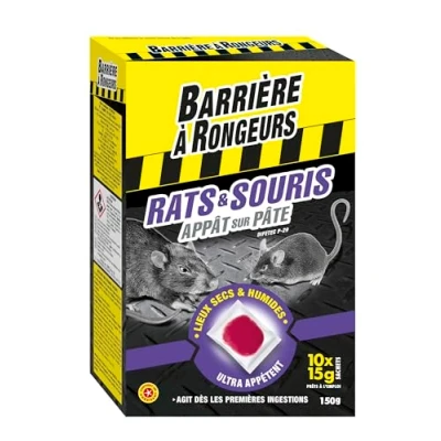 Image de BARRIERE A RONGEURS BARASOPAT150 Lutte contre Rats &amp; Souris Appât sur pâte Noir 12 x 5 18.5 cm 150 g